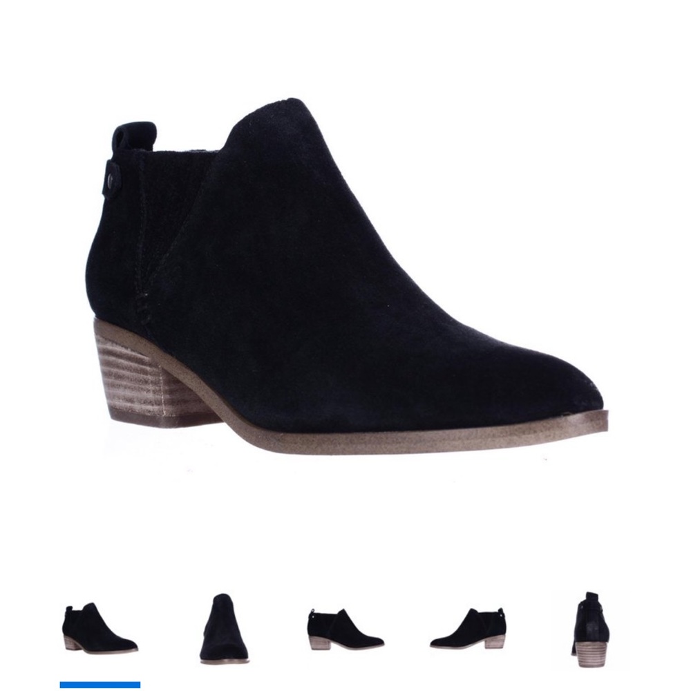 Marc Fisher black suede ankle booties with low heel sz 8